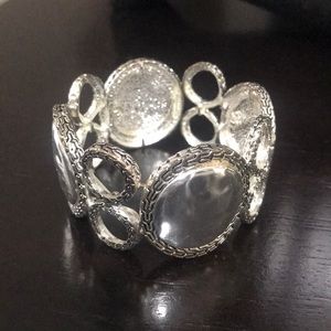 Silver Beautiful Stretch Statement Bracelet